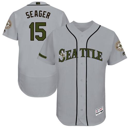 Mariners #15 Kyle Seager Grey Flexbase Authentic Collection Memorial Day Stitched MLB Jersey